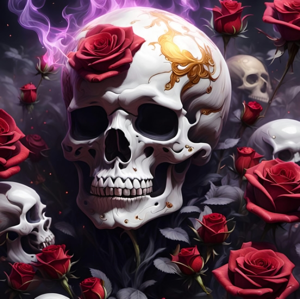Red Rose Skull